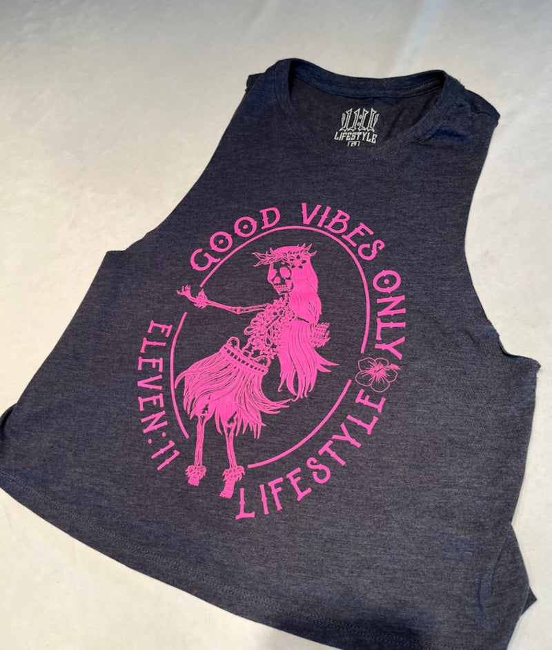 Good Vibes Only Cropped Ladies Tank