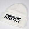 White Embroidered Cuff Toque