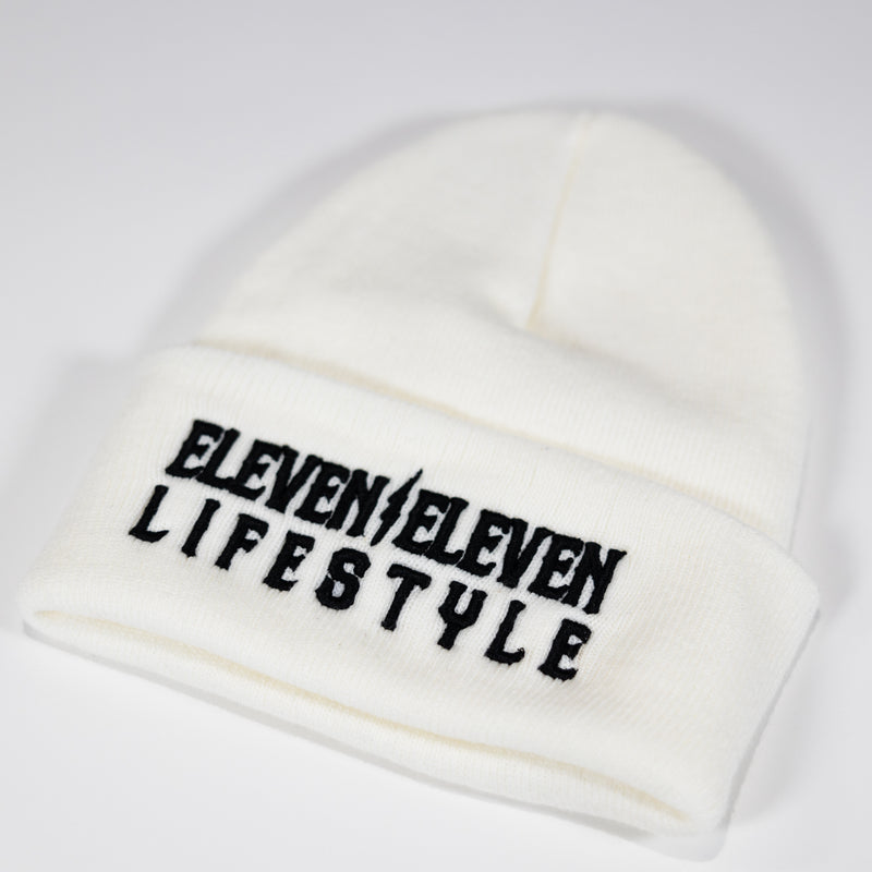 White Embroidered Cuff Toque