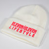 White Embroidered Cuff Toque
